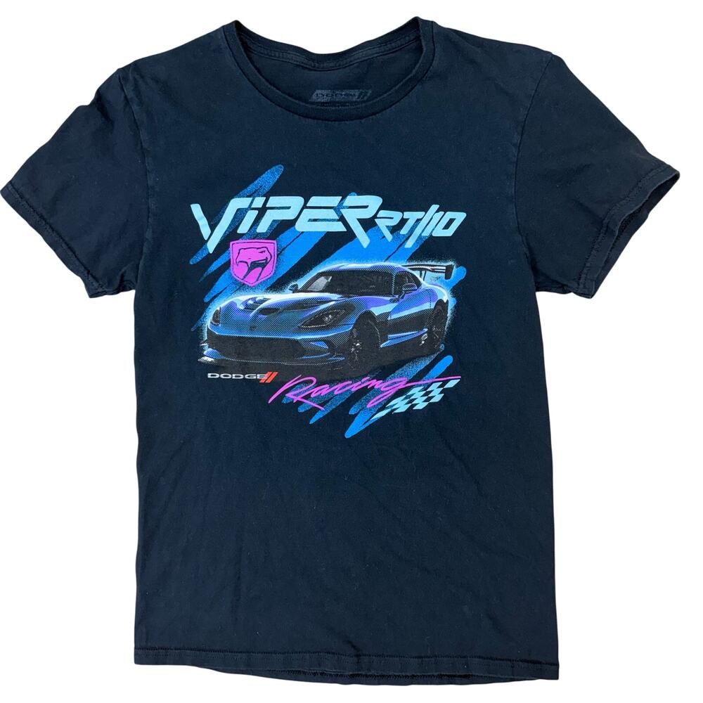 Men’s Small Black Racing Dodge Viper Neon Graphic T-Shirt